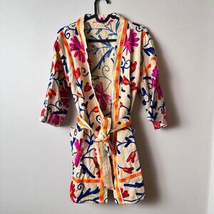 Cotton Kimono Embroidered jacket,  Bath robes, wrap dress